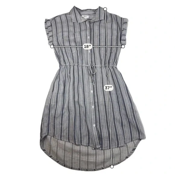 Japna Blue/White Striped Cotton Shirt Dress Size Medium Pockets Vacation Beach - Picture 7 of 7